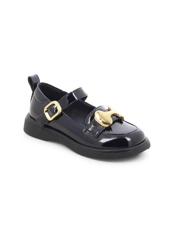 נעלי בובה עם תכשיט מוזהב לילדות