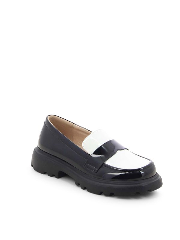 נעלי מוקסין שחור לבן לילדות