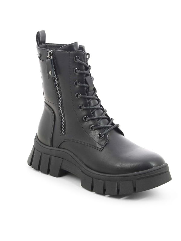 מגפוני נשים עם שרוכים וסוליית טרקטור