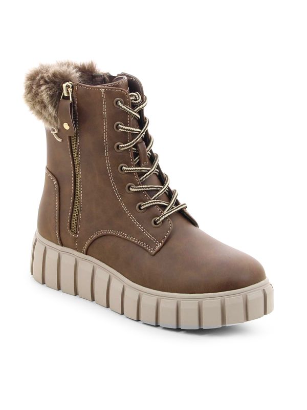 מגפוני נשים עם שרוכים וסוליית טרקטור