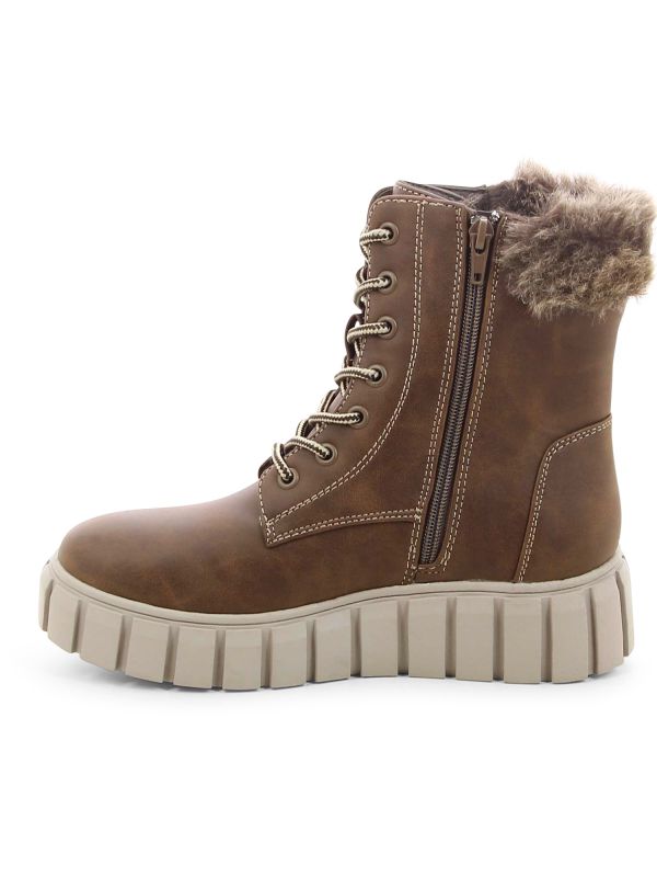 מגפוני נשים עם שרוכים וסוליית טרקטור