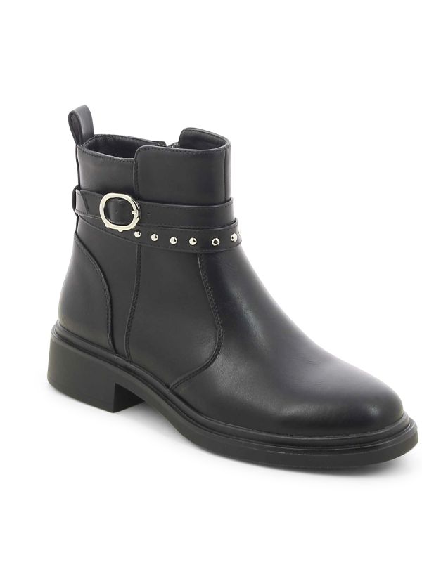 מגפוני נשים שטוחים עם ניטים ואבזם