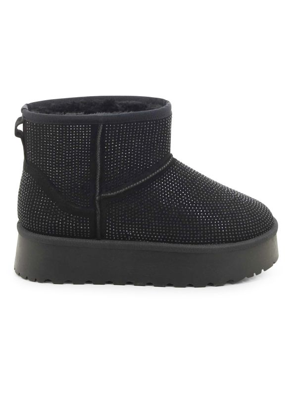 מגפוני נשים עם ניטים מוזהבים ופרווה