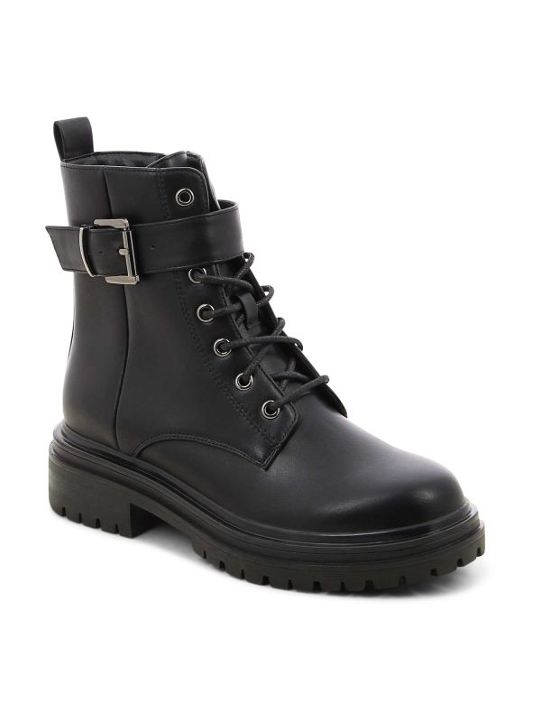 מגפוני נשים צבאיים עם אבזם מוזהב