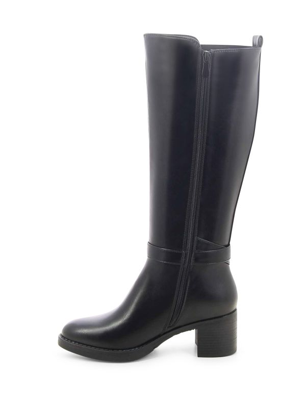 מגפי רכיבה לנשים עם אבזם ועקב עבה