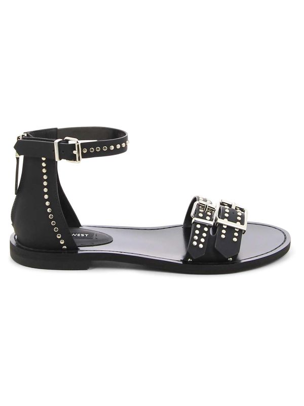 סנדלי רצועות שטוחים לנשים עם ניטים