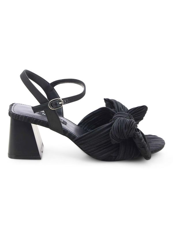 סנדלי עקב צ’אנקי עם פפיון פליסה לנשים