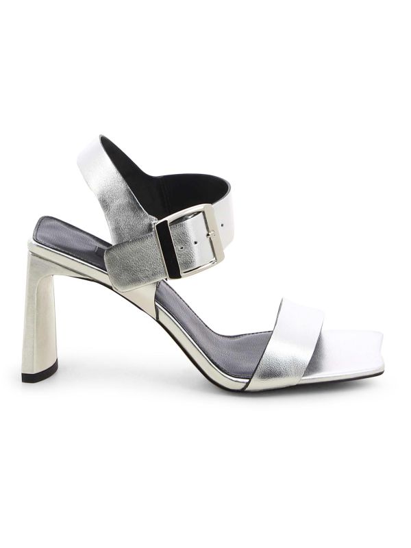 סנדלי נשים עם עקב גבוה ואבזם גדול