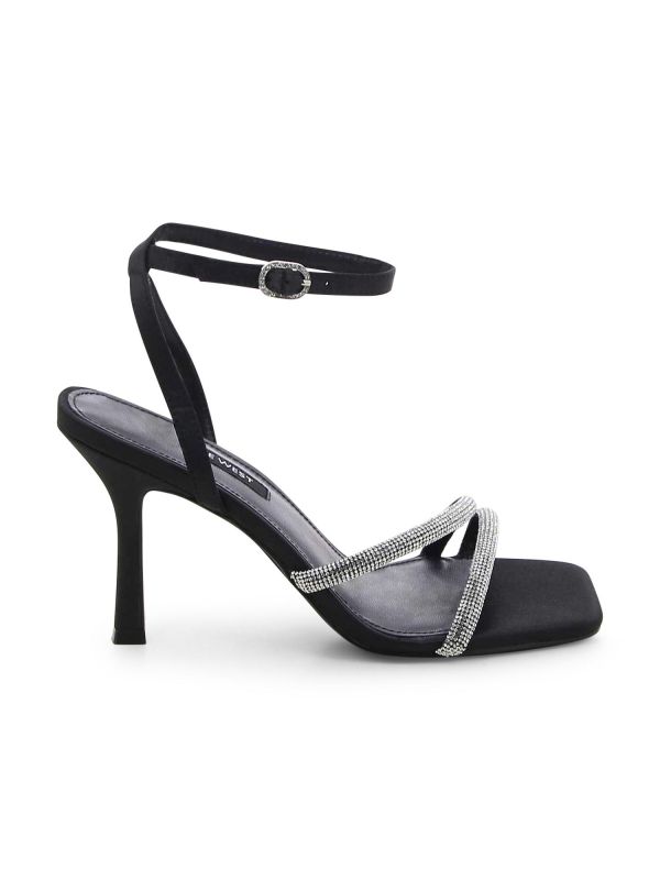 סנדלי עקב גבוהים עם אבנים לנשים