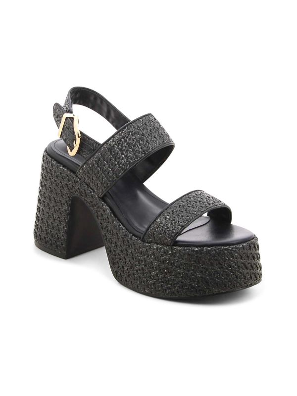 סנדלי פלטפורמה קלועים עם עקב גבוה