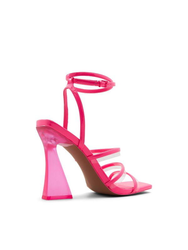 LAUNIA - סנדלי רצועות עם עקב שקוף גבוה לנשים