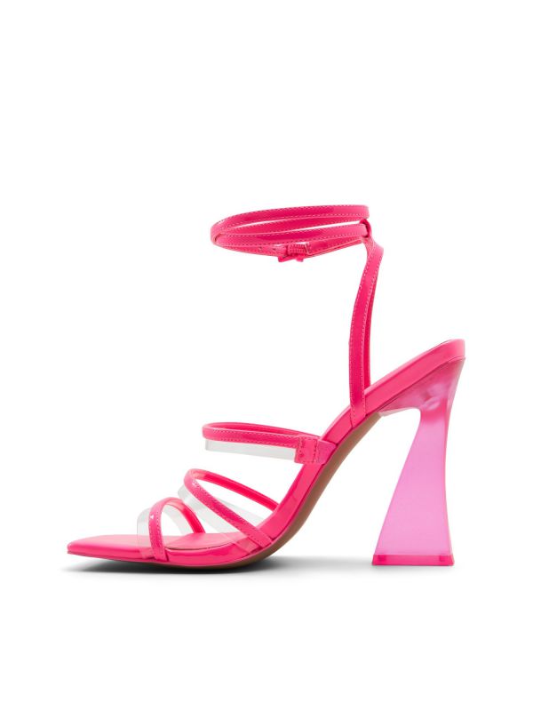 LAUNIA - סנדלי רצועות עם עקב שקוף גבוה לנשים