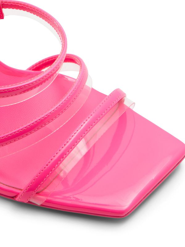 LAUNIA - סנדלי רצועות עם עקב שקוף גבוה לנשים