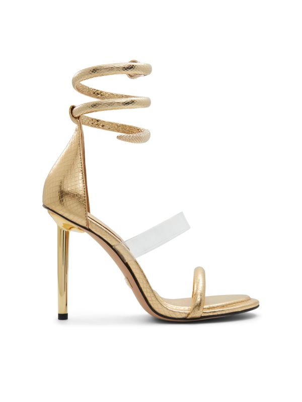 MINIANS - סנדלי עקב מוזהבים עם רצועות מטפסות לנשים