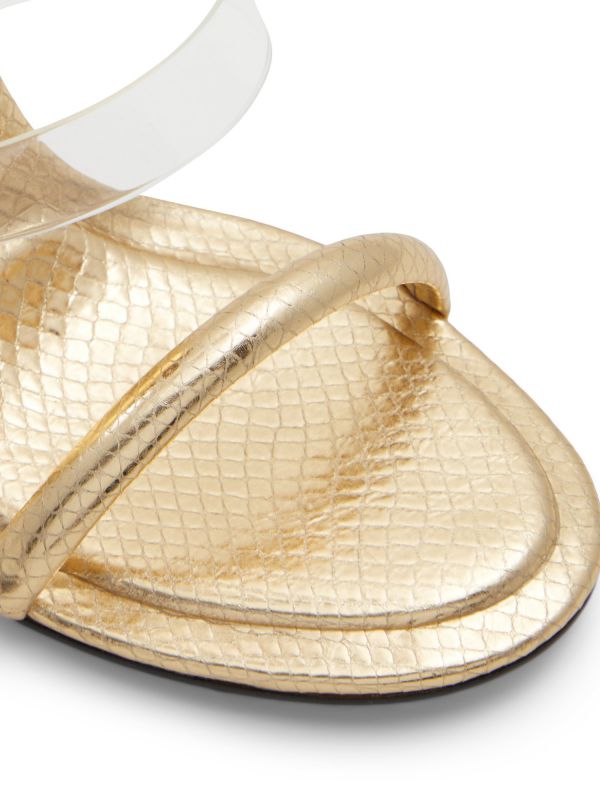 MINIANS - סנדלי עקב מוזהבים עם רצועות מטפסות לנשים