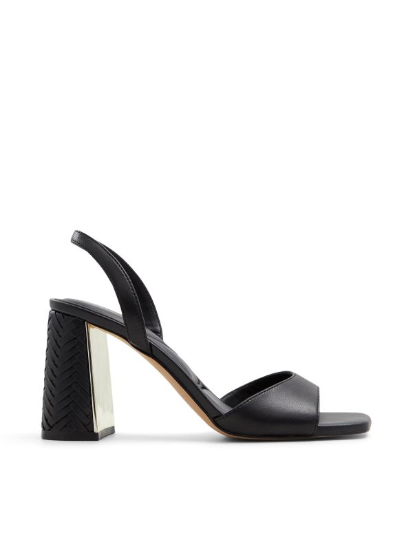 MIRALE - סנדלי רצועות עם עקב מוזהב לנשים