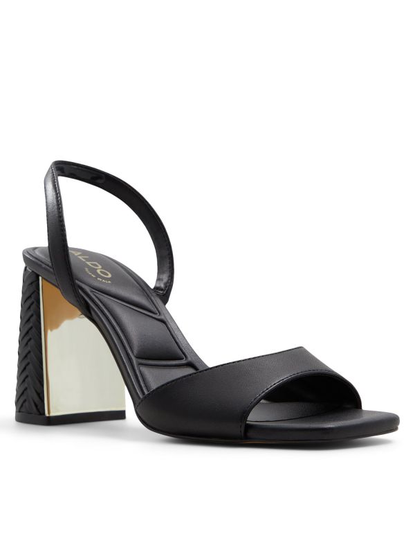 MIRALE - סנדלי רצועות עם עקב מוזהב לנשים