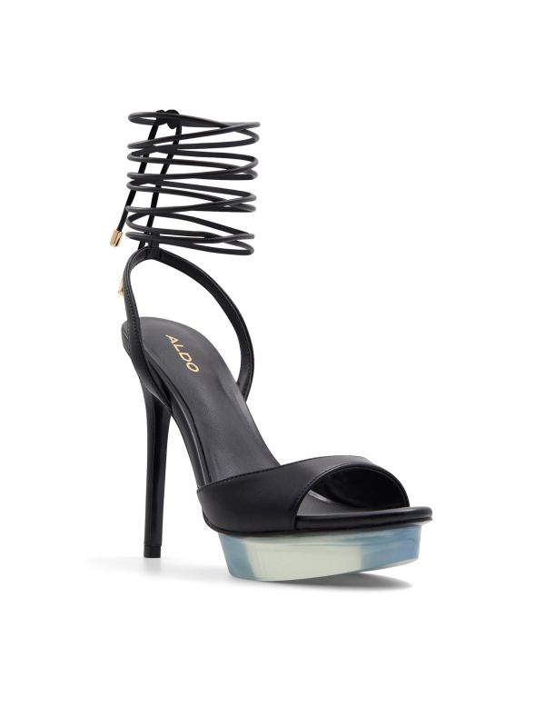 BOWPOUF - נעלי עקב גבוהות עם רצועות מטפסות לנשים