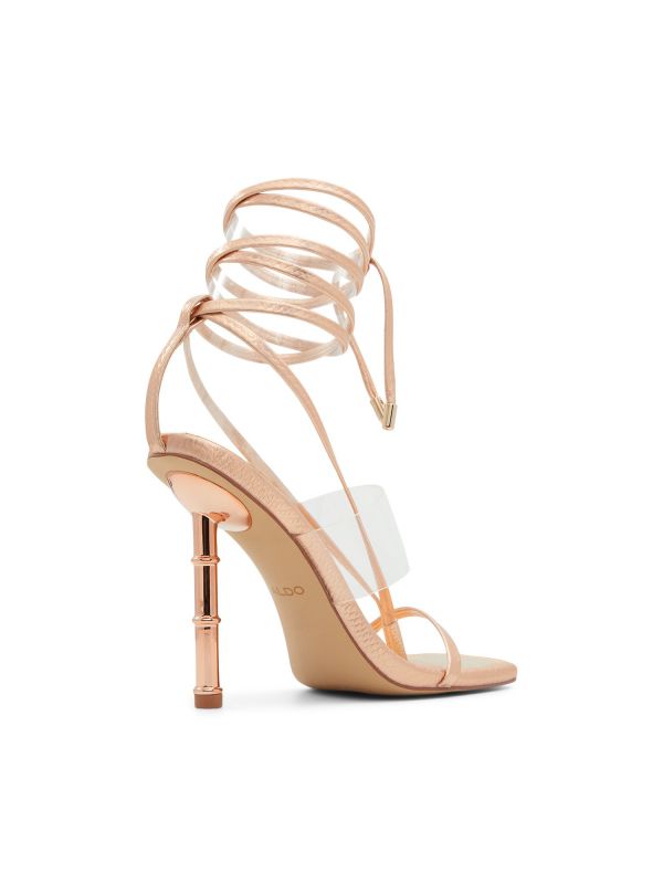 ELEKTRA - סנדלי עקב עם רצועה שקופה ורצועות מטפסות