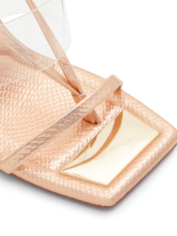 ELEKTRA - סנדלי עקב עם רצועה שקופה ורצועות מטפסות