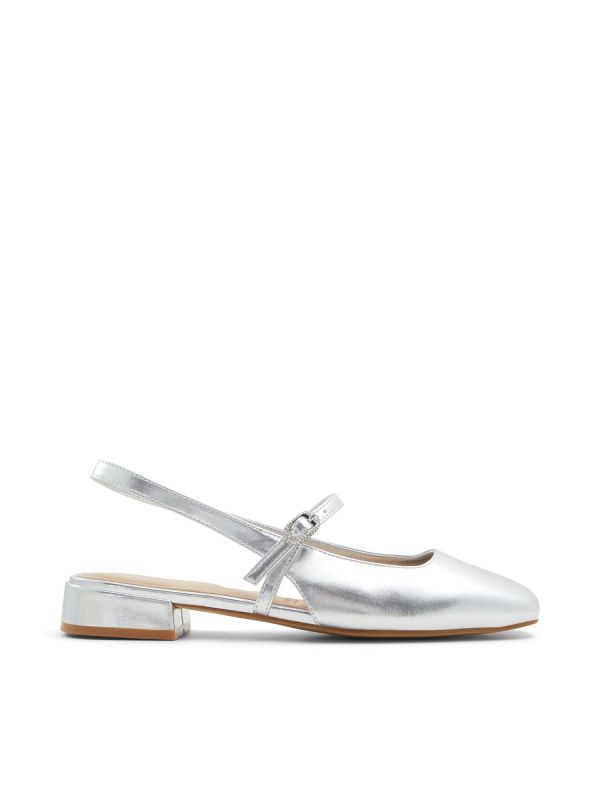 נעלי בלרינה מבריקות עם רצועה לנשים