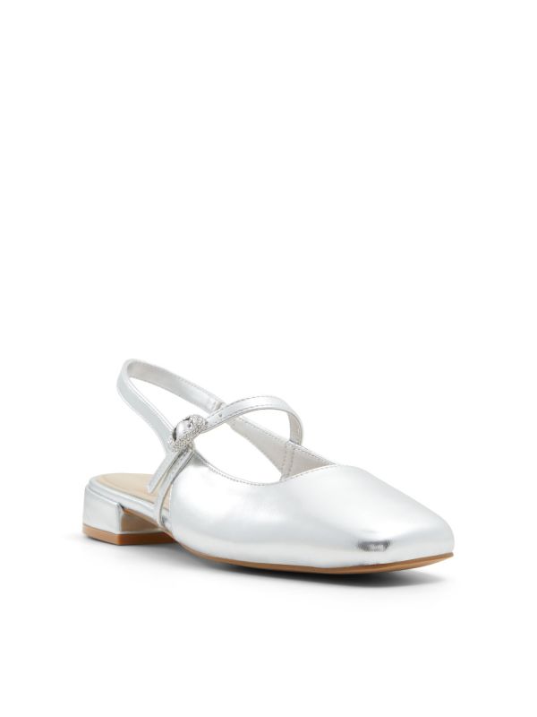 נעלי בלרינה מבריקות עם רצועה לנשים