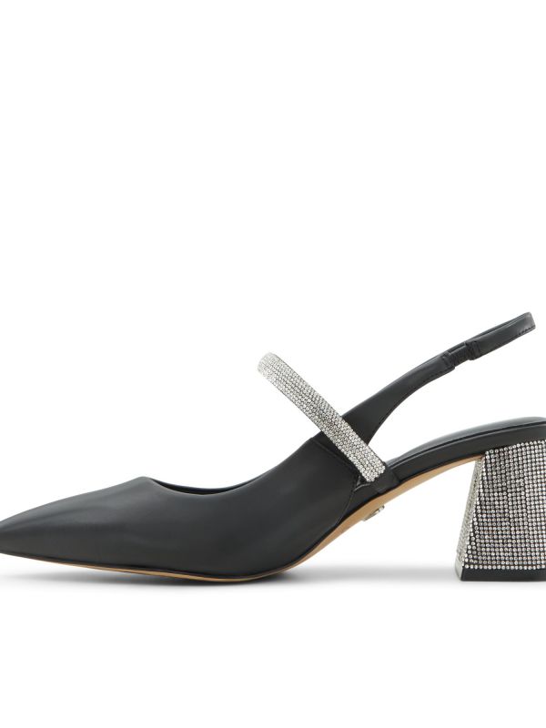 נעלי סירה עם עקב עבה משובץ אבנים לנשים