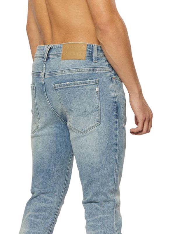 מכנסי ג’ינס SLIM MARTIN כחול משופשף עם קרעים לגברים