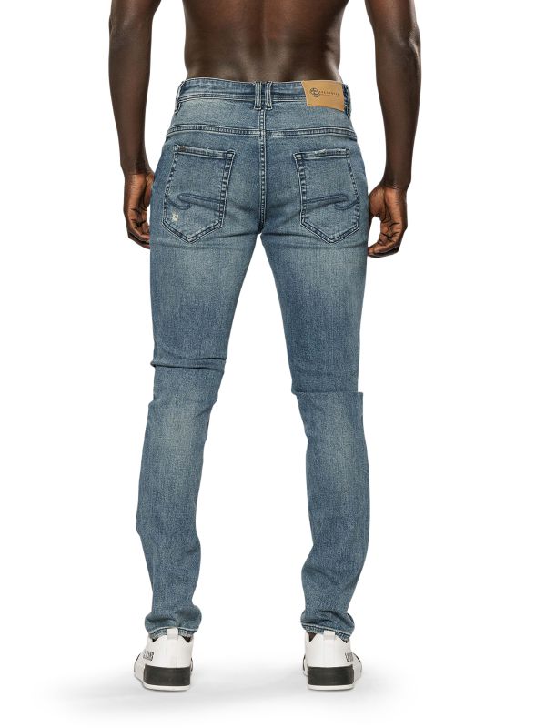 מכנסי ג’ינס SLIM MARTIN כחול משופשף עם קרעים לגברים