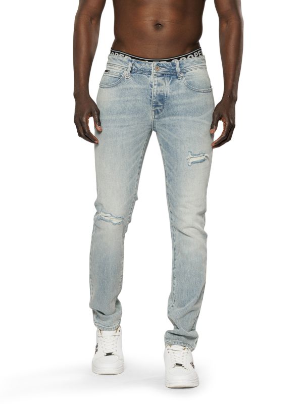 מכנסי ג’ינס MARTIN כחול בהיר עם קרעים לגברים