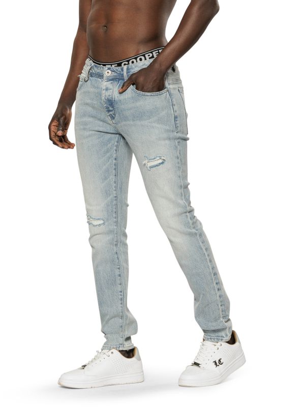 מכנסי ג’ינס MARTIN כחול בהיר עם קרעים לגברים