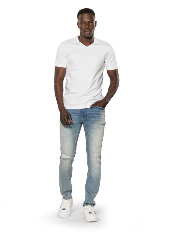 מכנסי ג’ינס MARTIN כחול בהיר עם קרעים לגברים