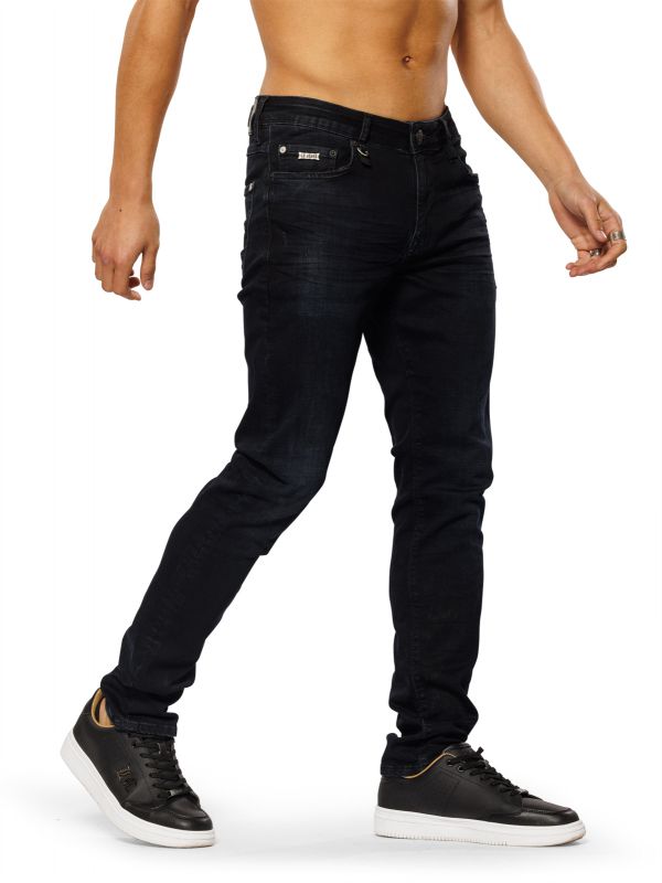 מכנסי ג’ינס ROOK בצבע שחור חלק לגברים