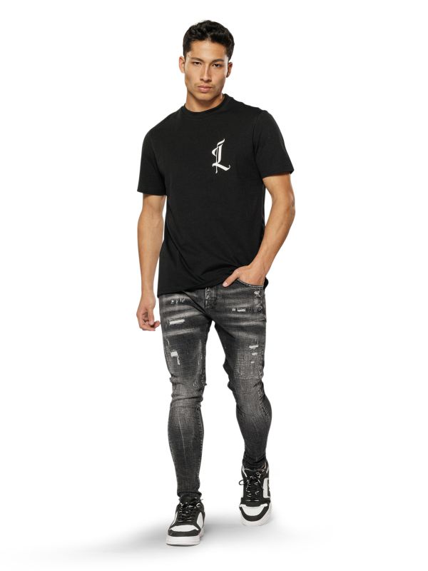 מכנסי ג’ינס COLIN סקיני בצבע שחור עם קרעים לגברים