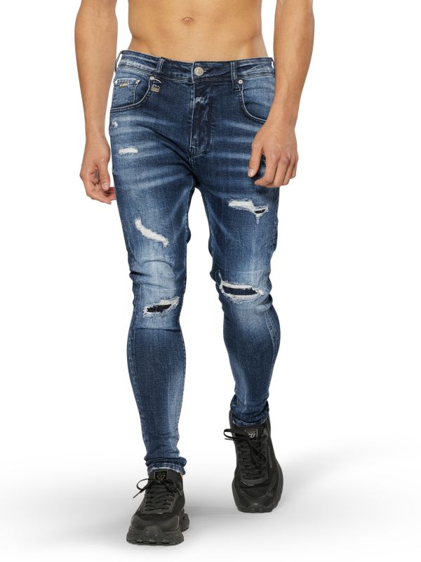 מכנסי ג’ינס COLIN סקיני בצבע כחול עם קרעים לגברים