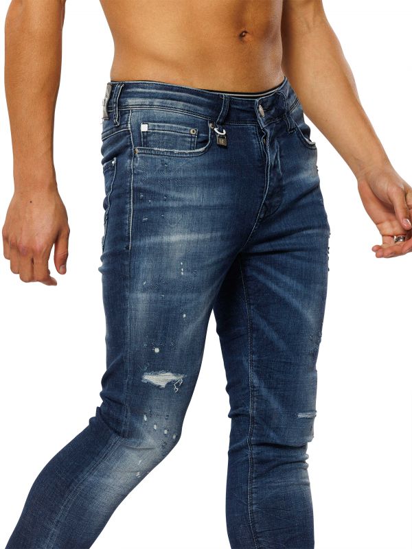 מכנסי ג’ינס SLIM MARTIN כחול עם קרעים לגברים