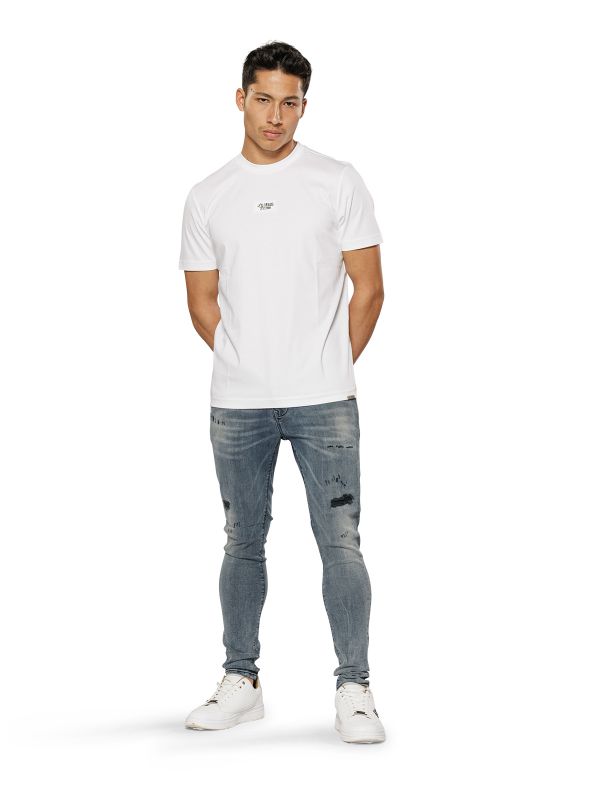 מכנסי ג’ינס SLIM MARTIN בצבע כחול משופשף עם קרעים לגברים