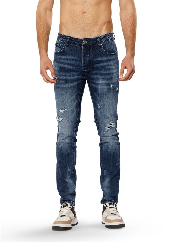 מכנסי ג’ינס SLIM MARTIN כחול עם קרעים לגברים