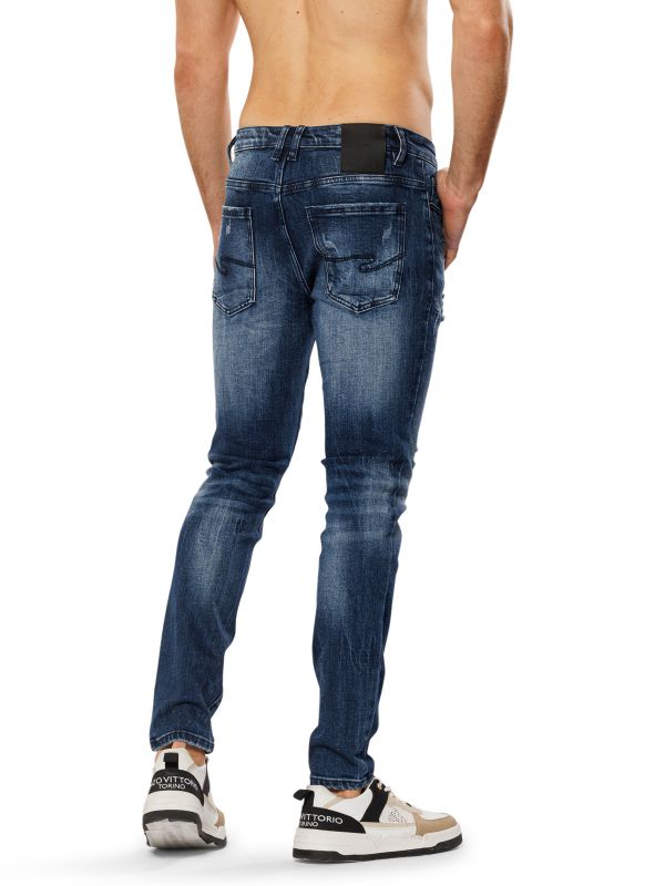 מכנסי ג’ינס SLIM MARTIN כחול עם קרעים לגברים