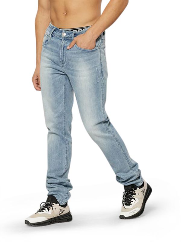 מכנסי ג’ינס ROOK בצבע כחול בהיר משופשף לגברים