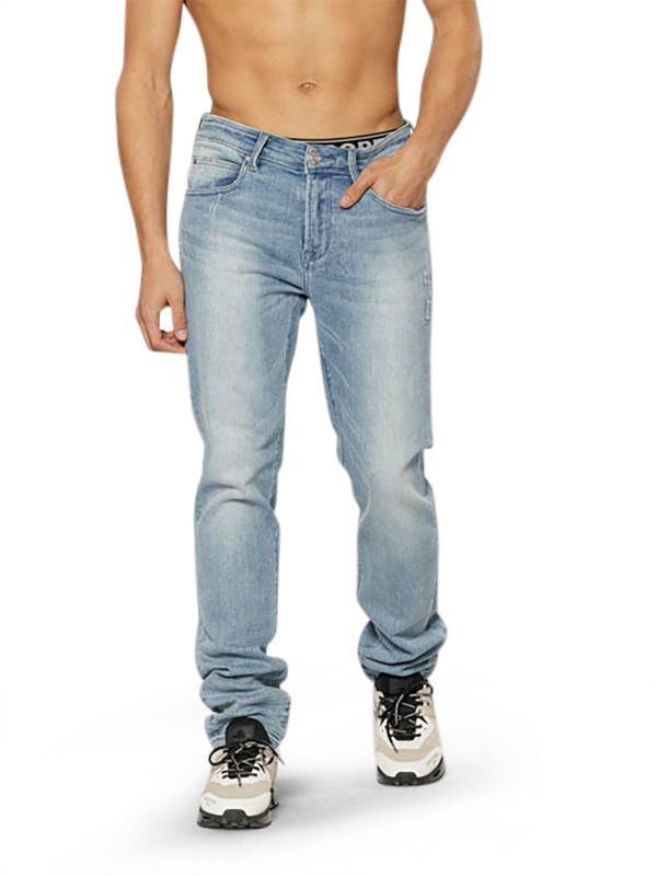 מכנסי ג’ינס ROOK בצבע כחול בהיר משופשף לגברים