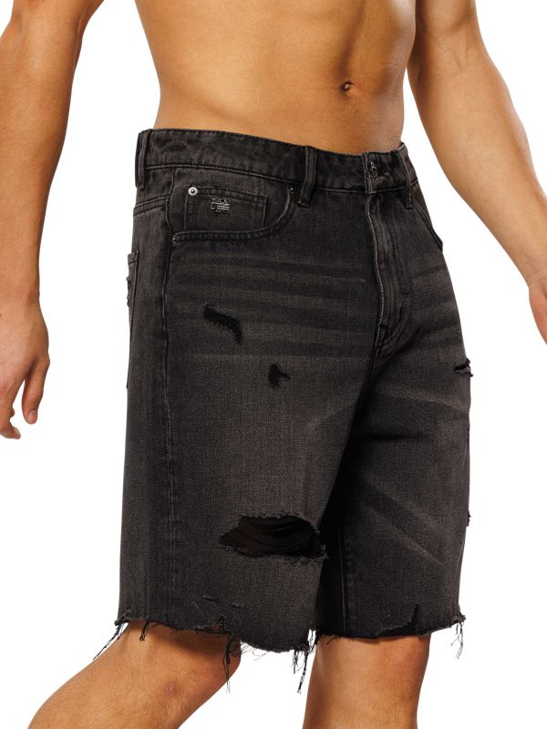 ג’ינס ברמודה שחור לגברים