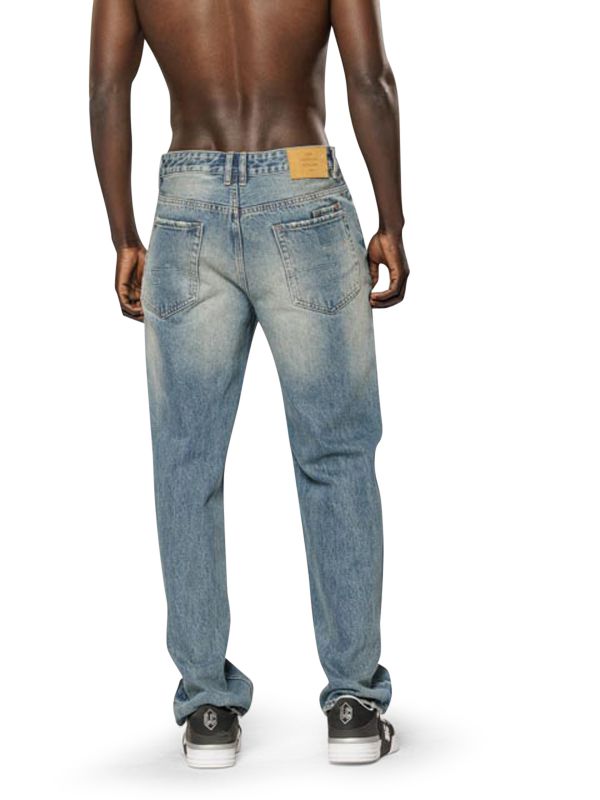 ג’ינס WIDE LEG כחול משופשף עם קרעים לגברים