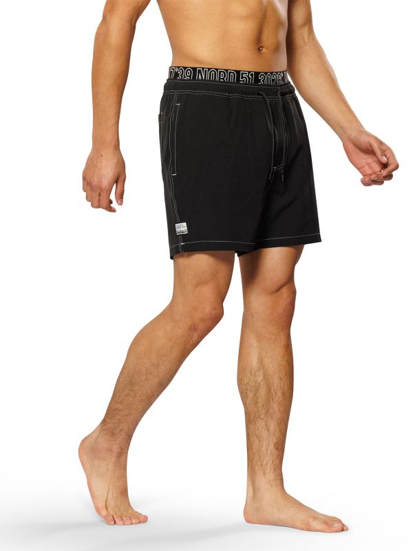 מכנסי בגד ים עם חגורת גומי מודפסת לגברים