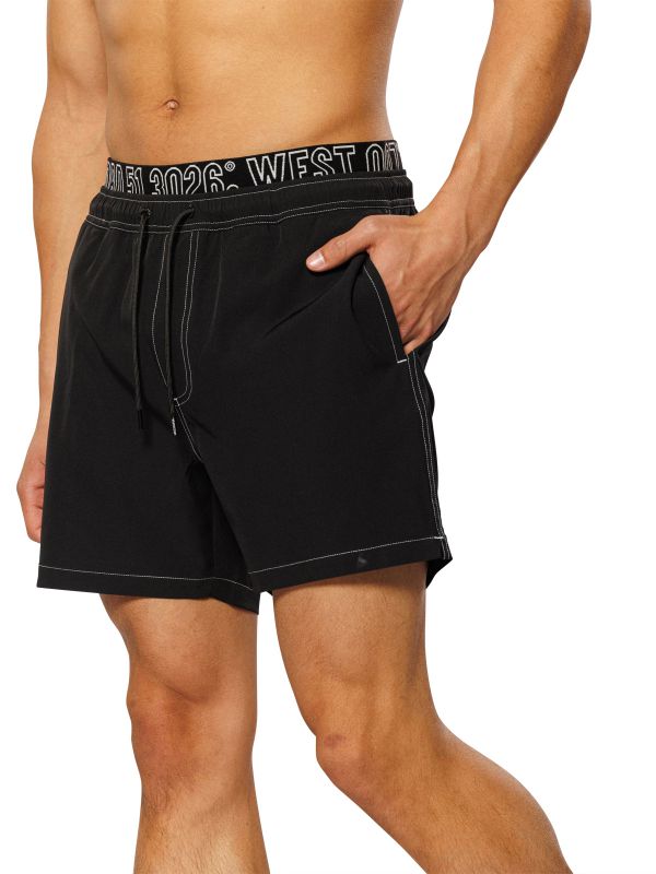 מכנסי בגד ים עם חגורת גומי מודפסת לגברים