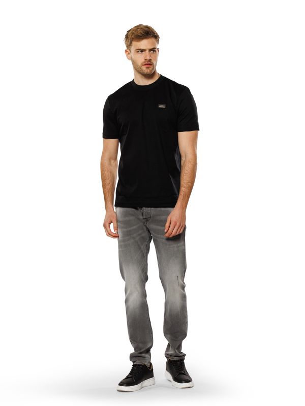 טי שירט עם תווית לגברים SLIM FIT