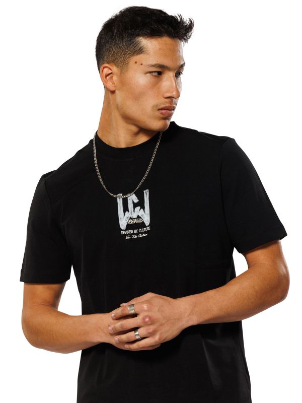 טי שירט עם הדפס דו צדדי לגברים SLIM FIT