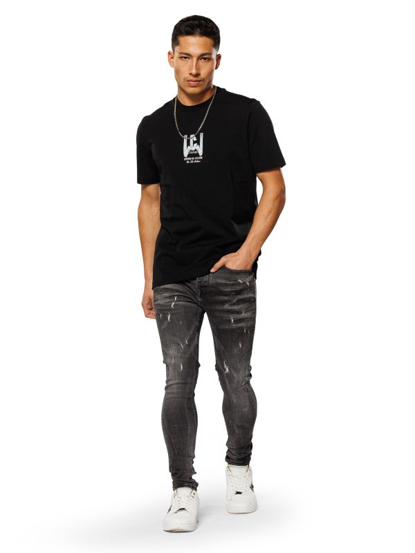 טי שירט עם הדפס דו צדדי לגברים SLIM FIT