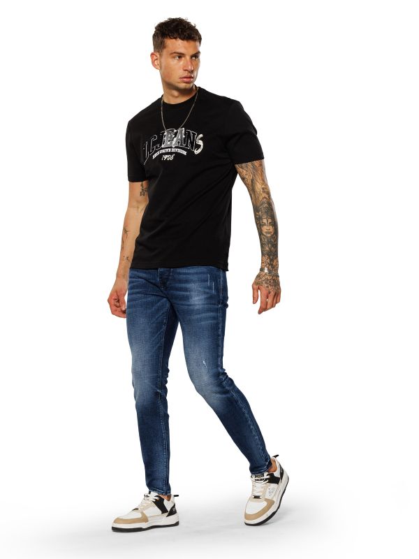 טי שירט עם הדפס בגזרת SLIM FIT לגברים