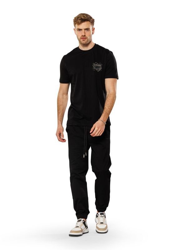 טי שירט לגברים עם הדפס דו צדדי בגזרת SLIM FIT